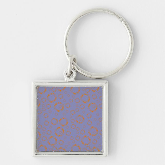 girly orange purple circle squares pattern dizzy key ring (Front)
