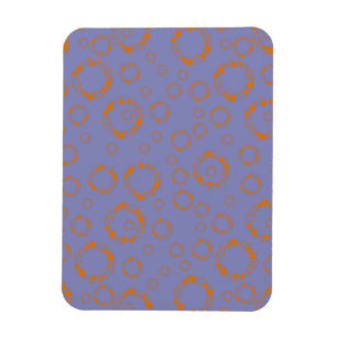 girly orange purple circle squares pattern dizzy magnet