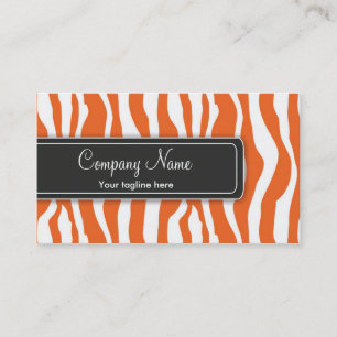 Girly Orange Zebra Print Business Card