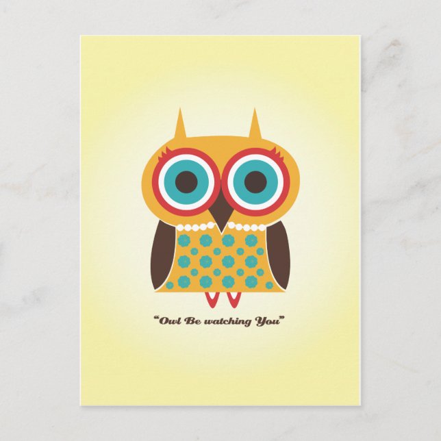 Girly Owl Postcard (Front)