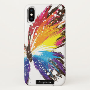 Girly Paint Splashed Realistic Butterfly Monogram iPhone X Case