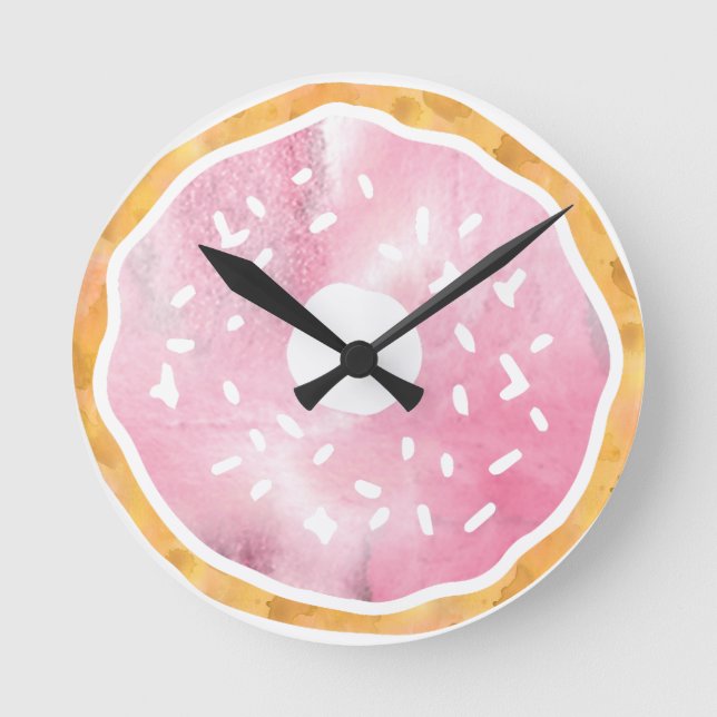 Girly Pale Pink Doughnut Clock (Front)