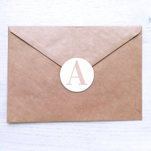 Girly Pale Rose Gold Glitter Monogram A Classic Round Sticker