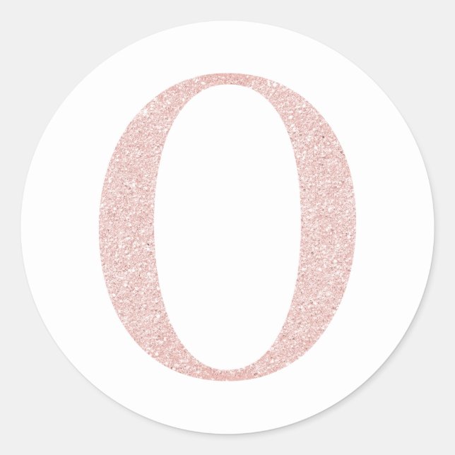 Girly Pale Rose Gold Glitter Monogram O Classic Round Sticker (Front)