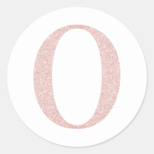 Girly Pale Rose Gold Glitter Monogram O Classic Round Sticker