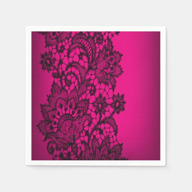 girly paris fuchsia black vintage lace napkin (Front)