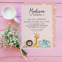 Girly Party Wild Animals Birthday