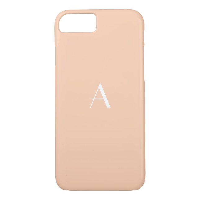 Girly Pastel Apricot iPhone 7 Case with Monogram (Back)