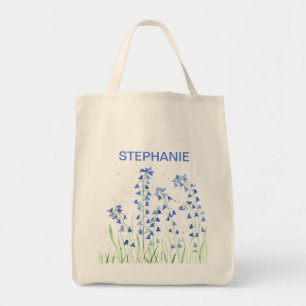 Girly pastel Bluebells blue flowers Watercolor Tote Bag