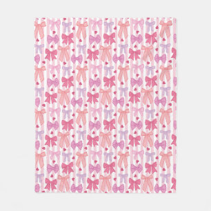 Girly Pastel Bows and Stripes Fleece Blanket