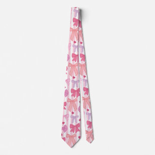 Girly Pastel Bows and Stripes Tie
