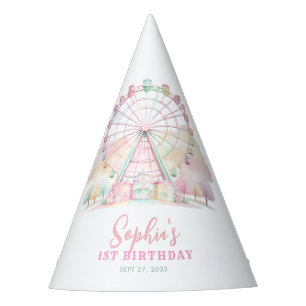 Girly Pastel Colour Carnival Circus Kids Birthday Party Hat