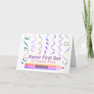 Girly Pastel First Day of School Card