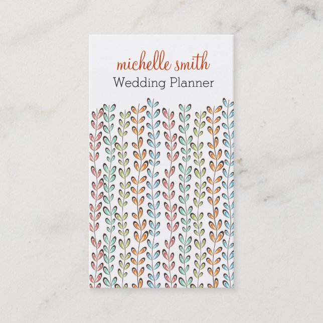 Girly pastel ivy leaves florists wedding planner business card (Front)