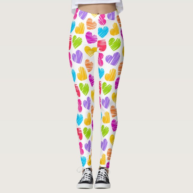 Girly pastel love hearts pattern drawstring bag leggings (Front)