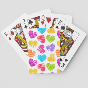 Girly pastel love hearts pattern playing cards