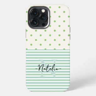 Girly pastel monogrammed Pretty pattern l green iPhone 13 Pro Max Case
