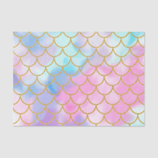 Girly Pastel Ombre Gold Glitter Mermaid Tissue Paper