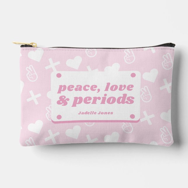 Girly Pastel Pink Floral Pattern Period Accessory Pouch (Front)
