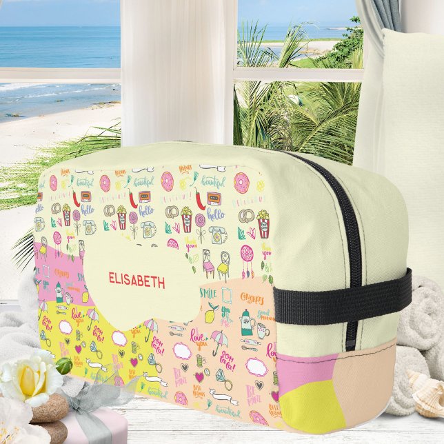 Girly Pastel Pink Kawaii Doodle Dopp Kit (Girly Pastel Pink Kawaii Doodle Dopp Kit ©Susanne Sachers - Sunny Wanderlust 🌞✈️)