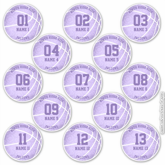 girly pastel purple basketball team_players names (Front)