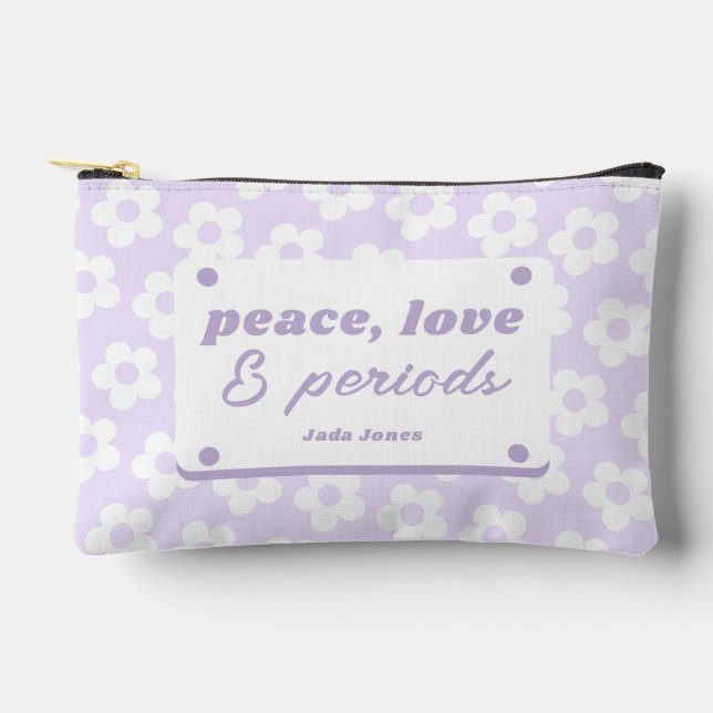 Girly Pastel Purple Floral Pattern Period Accessory Pouch (Front)