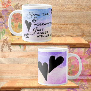 Girly Pastel Watercolor Sarcastic Typography Quote Large Coffee Mug