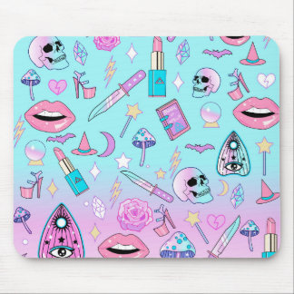 Girly Pastel Witch Goth Pattern Mouse Mat