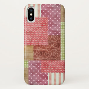 Girly Patchwork Country Style Quilt Block Pattern iPhone X Case