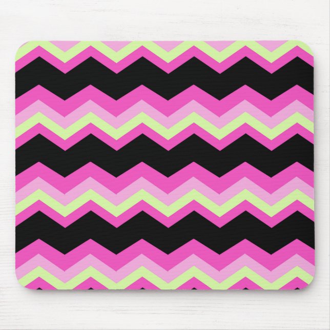 girly pattern zigzag fuchsia hot pink chevron mouse mat (Front)