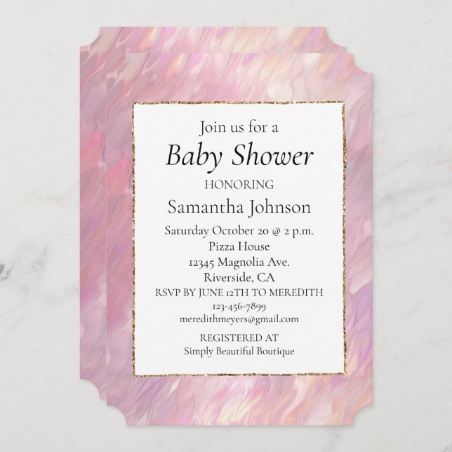 Girly Pearl Pink Blush Baby Shower Invitation (Front/Back)