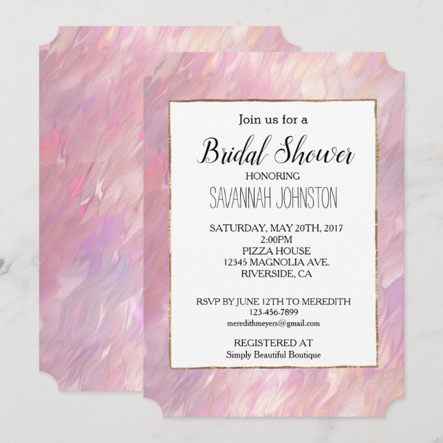 Girly Pearl Pink Invitation (Front/Back)