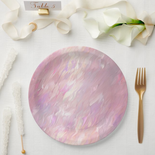 Girly Pearl Pink Paper Plate (Wedding)