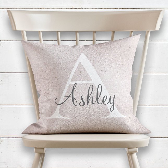 Girly Pearl Sparkle Monogram Name Cushion (Creator Uploaded)