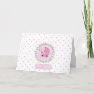 Girly Pearls and Polka dots baby Thank You cards