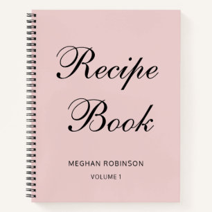 Girly Personalised Cookbook Blush Recipe Notebook
