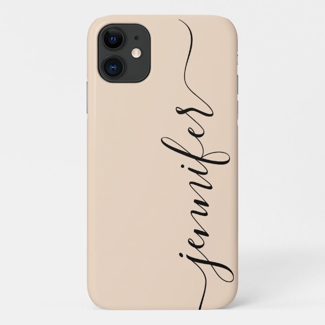 Girly Personalised Name, Fancy Script, Linen/Black Case-Mate iPhone Case (Back)