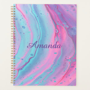 Girly Personalised Pink and Blue Swirls Planner