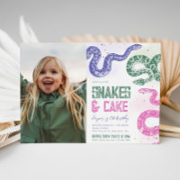 Girly Photo Snake Birthday Invitations