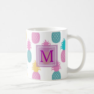 Girly Pineapples Monogram Coffee Mug