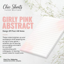 Girly Pink Abstract Design 3M Post-it® Notes