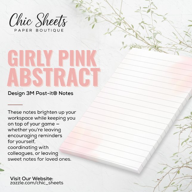 Girly Pink Abstract Design 3M Post-it® Notes (Creator Uploaded)