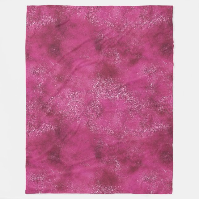 Girly Pink Abstract Glitz Glam Glitter Fleece Blanket (Front)