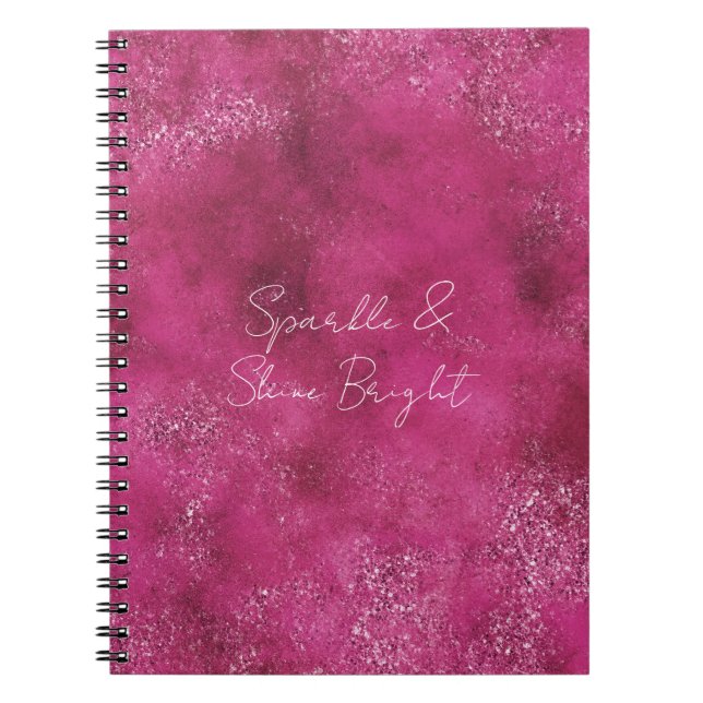 Girly Pink Abstract Glitz Glam Glitter Notebook (Front)