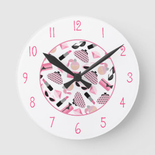 Girly Pink Accessories Clock