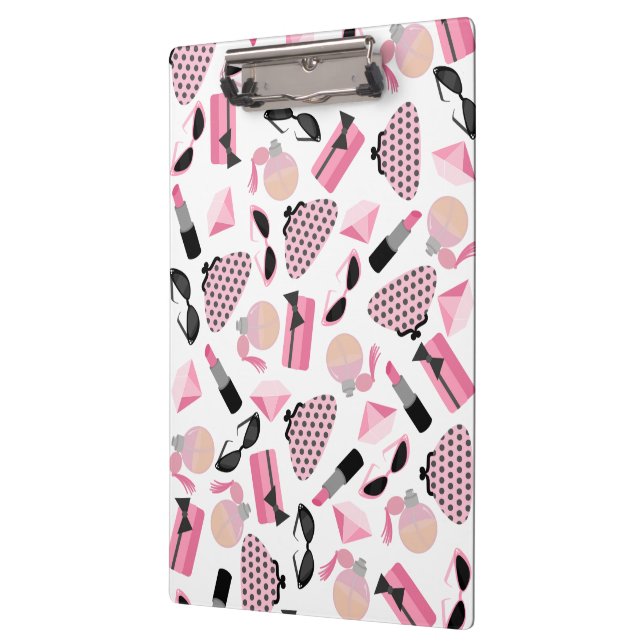 Girly Pink Accessories Pattern Clipboard (Left)