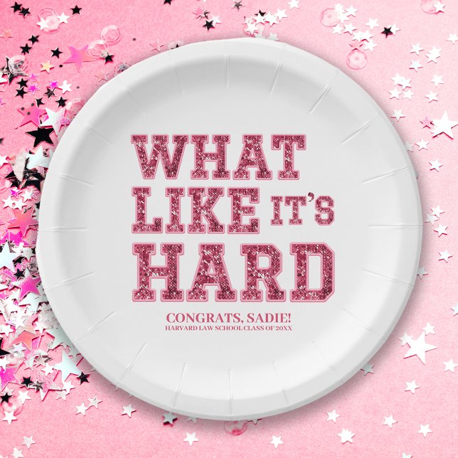 Girly Pink Aesthetic Law School Graduation Decor Paper Plate (Creator Uploaded)