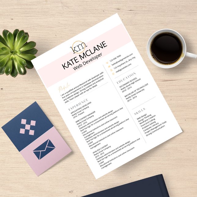 GIRLY Pink Aesthetic Professional Resume Template Custom Letterhead (Creator Uploaded)