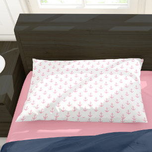Girly Pink Anchors Pattern Pillowcase