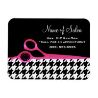 Girly Pink and Black Houndstooth Hair Salon